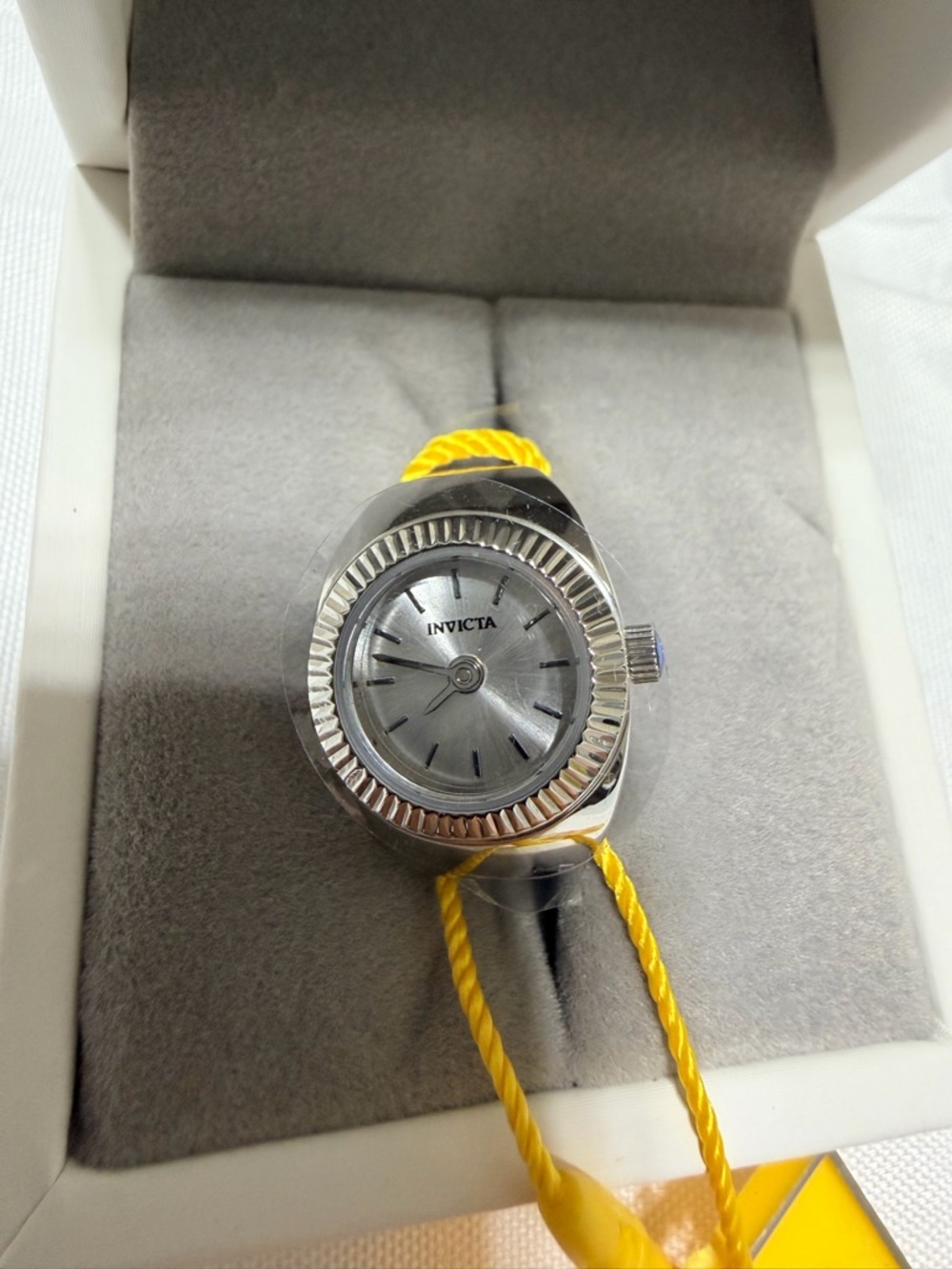 Invicta Silver Dial Ring Watch for Women. Stretch band.
